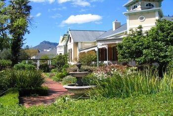 Gardens and houses facing Van Riebeeck Street in Stellenbosch